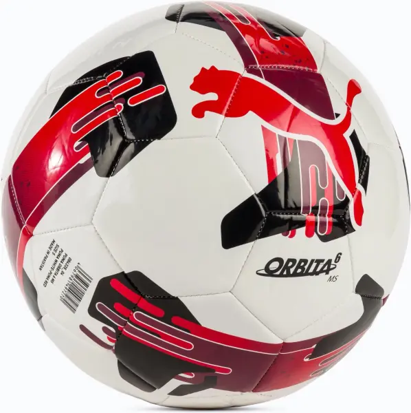 51105-6894480cf1a01 Balón de fútbol Puma ORBITA 6 MS – Blanco, Negro y Rojo, Talla 4